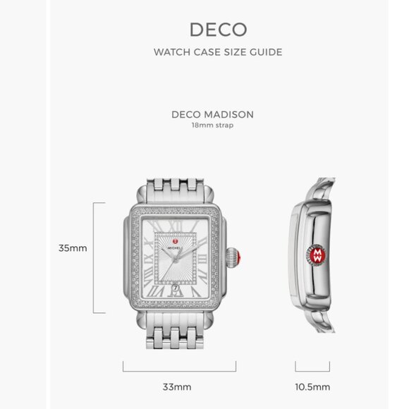 MICHELE Watch Deco Mid Diamond Dial Bracelet Watch Two-tone Gold Silver - Picture 4 of 9